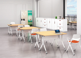 原木色折疊培訓桌椅